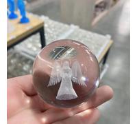 KCDFDVJFBM Stone 6cm Engraved Miniature Angel Crystal Ball Craft Sphere Glass Home Decoration Ornament for Housewarming GIF(Light Green,1pcs)