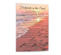 KCDFDVJFBM The Footprints Prayer Poem Poster Faith Based Wall-Art Inspirational Scripture Verse Canvas Print for Living Room Bedroom Decor(Framed,16x24inch(40x60cm))