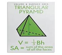 KCDFDVJFBM Triangular Pyramid Volume Area Formulas Math Geometry Educational Canvas Print Wall-Art for Study Room Office(Framed,08x12inch(20x30cm))
