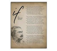 KCDFDVJFBM Vintage Style If Poem by Rudyard Kipling Inspirational Quotes Canvas Wall-Art for Study Room Office Gift(Framed,12x18inch(30x45cm))