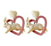 KCDING Piercing Tools Jewelry Cute Ear Design Small Rabbit Ears Cute Rabbit White Heart Drop for Women Drill Cleaner Glue Jewelry, Pink #1, One Size