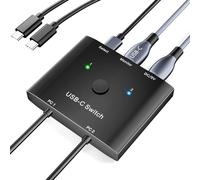 KCEVE USB C Switch 2 in 1 Out, USB Type C KVM Switch 2 Computers 1 Monitor, 8K@60Hz / 4K@120Hz / 20Gbps/ USB 3.1 Gen 2 / 100W PD/Compatible with Thunderbolt Devices/Wired Remote, 1 USB-C Cable