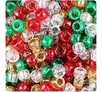 KCG Trading 100 Christmas Glitter Pony Bead Mix 9mm x 6mm