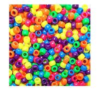 KCG Trading 100 Neon Pony Beads Mix 9mm x 6mm