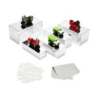 Kcgani 5 Pcs Glossy Silver Mirror Acrylic Risers for Display, Rectangular Buffet Riser with Hollow Bottom Display Stand Shelf, Acrylic Box Nesting Display Riser for Jewelry Figures Party Shoe Bag Rack