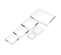 KCGANI 6Pcs Clear Acrylic Rectangle Blocks for Display, High Transparency Edge Polished Square Jewelry Display Pedestal Stands, Solid Crystal Ring Boutique Geodes Rock Crafts Display Holder for Rise