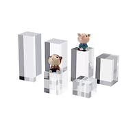 Kcgani Clear Polished Acrylic Cube Photo Props, Transparent Solid Acrylic Display Blocks Risers Base for Photography Boutique Jewelry Cosmetic Crafts Closet Show Figures Geodes Rock Collection, 6 Pcs