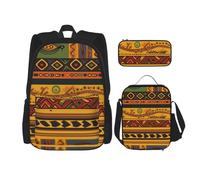KCGSDEGV Abstract African National Pattern Printed Prints School Bag 3Pcs Bookbag Sets with Lunch Bag Pencil Case, Cute Student Backpack Set for Teen Girls Boys