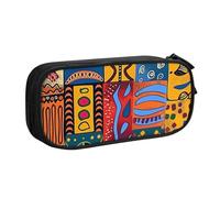 KCGSDEGV African National Patterns Printed Pen Pencil Cases for School Girls Boys, Large Capacity Cute Pencil Bag Holder Stationery Organizer Box,Black