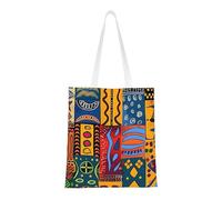 KCGSDEGV African National Patterns Printing Shopping Bags Reusable Grocery Bags Foldable Shoulder Tote Bag for Shopper School Work Travel