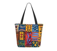 KCGSDEGV African National Patterns Printing Tote Bag for Women Large Handle Bag Lightweight Shoulder Bag with Zipper for Shopping School Work Travel