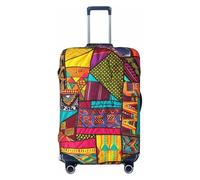 KCGSDEGV African Textile Patchwork Print Prints Elastic Luggage Cover with Invisible Zippers - Universal Suitcase Protector for Travel, Business Trips, S(18-21inch Suitcase)