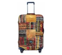 KCGSDEGV African Textile Patchwork Prints Elastic Luggage Cover with Invisible Zippers - Universal Suitcase Protector for Travel, Business Trips, L(25-28inch Suitcase)