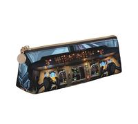KCGSDEGV Airplane Cockpit Printed Triangle Pencil Case Cute Leather Pencil Pouch Pen Bag Holder Stationery Organizer Box for School Girls Boys