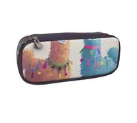 KCGSDEGV Alpaca Llama Printed Pen Pencil Cases for Students Girls Boys, Cute Leather Pencil Bag Pouch Holder Stationery Organizer for Kids Men Women