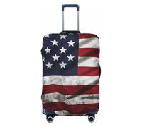 KCGSDEGV American Flag Independence Fourth of July Prints Elastic Luggage Cover with Invisible Zippers - Universal Suitcase Protector for Travel, Business Trips, S(18-21inch Suitcase)