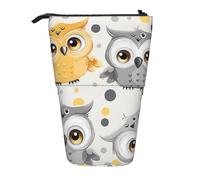 KCGSDEGV Animal Cartoon Owls Cute Prints Standing Expandable Pencil Case Organiser for School Pens, Makeup & Travel for Students & Artists