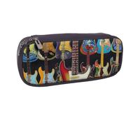 KCGSDEGV Art Guitar Pattern Printed Pen Pencil Cases for Students Girls Boys, Cute Leather Pencil Bag Pouch Holder Stationery Organizer for Kids Men Women