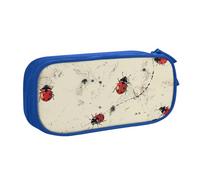 KCGSDEGV Art Ladybug Tracks Print Printed Pen Pencil Cases for School Girls Boys, Large Capacity Cute Pencil Bag Holder Stationery Organizer Box,Blue
