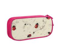 KCGSDEGV Art Ladybug Tracks Print Printed Pen Pencil Cases for School Girls Boys, Large Capacity Cute Pencil Bag Holder Stationery Organizer Box,Pink