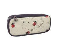 KCGSDEGV Art Ladybug Tracks Print Printed Pen Pencil Cases for Students Girls Boys, Cute Leather Pencil Bag Pouch Holder Stationery Organizer for Kids Men Women