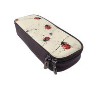 KCGSDEGV Art Ladybug Tracks Print Printed Pen Pencil Cases for Students Girls Boys, Cute Leather Pencil Bag Pouch Holder Stationery Organizer for School Work Travel