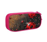 KCGSDEGV Art Ladybug Tracks Printed Pen Pencil Cases for School Girls Boys, Large Capacity Cute Pencil Bag Holder Stationery Organizer Box,Pink