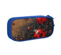 KCGSDEGV Art Ladybug Tracks Printed Pen Pencil Cases for School Girls Boys, Large Capacity Cute Pencil Bag Holder Stationery Organizer Box,Blue