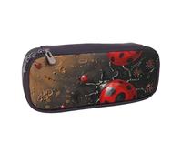 KCGSDEGV Art Ladybug Tracks Printed Pen Pencil Cases for Students Girls Boys, Cute Leather Pencil Bag Pouch Holder Stationery Organizer for Kids Men Women