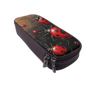 KCGSDEGV Art Ladybug Tracks Printed Pen Pencil Cases for Students Girls Boys, Cute Leather Pencil Bag Pouch Holder Stationery Organizer for School Work Travel