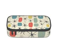 KCGSDEGV Atomic Stars Retro Pattern Printed Pencil Cases Cute Compartment Pencil Pouch Pen Bag Holder Stationery Organizer Box for School Girls Boys