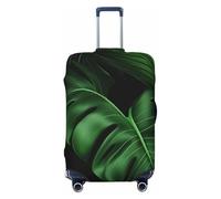 KCGSDEGV Banana Leaf Green Prints Elastic Luggage Cover with Invisible Zippers - Universal Suitcase Protector for Travel, Business Trips, S(18-21inch Suitcase)