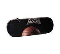 KCGSDEGV Basketball Printed Pen Pencil Cases for School Girls Boys, Cute Leather Zipper Pencil Bag Holder Stationery Organizer Box