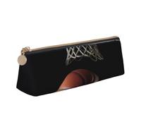 KCGSDEGV Basketball Printed Triangle Pencil Case Cute Leather Pencil Pouch Pen Bag Holder Stationery Organizer Box for School Girls Boys
