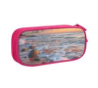 KCGSDEGV Beach Maui Hawaii Sunset Sea Waves Clouds Printed Pen Pencil Cases for School Girls Boys, Large Capacity Cute Pencil Bag Holder Stationery Organizer Box,Pink