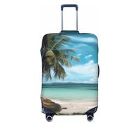 KCGSDEGV Beach Palm Tree Prints Elastic Luggage Cover with Invisible Zippers - Universal Suitcase Protector for Travel, Business Trips, S(18-21inch Suitcase)