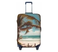 KCGSDEGV Beach Palm Trees Prints Elastic Luggage Cover with Invisible Zippers - Universal Suitcase Protector for Travel, Business Trips, M(22-24inch Suitcase)