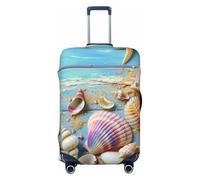 KCGSDEGV Beach Theme Seashells Prints Elastic Luggage Cover with Invisible Zippers - Universal Suitcase Protector for Travel, Business Trips, S(18-21inch Suitcase)