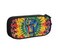 KCGSDEGV Bear Dancing Tie Dye Printed Pen Pencil Cases for School Girls Boys, Large Capacity Cute Pencil Bag Holder Stationery Organizer Box,Black