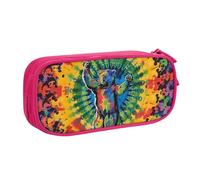 KCGSDEGV Bear Dancing Tie Dye Printed Pen Pencil Cases for School Girls Boys, Large Capacity Cute Pencil Bag Holder Stationery Organizer Box,Pink