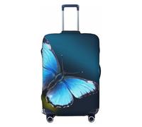 KCGSDEGV Beautiful Blue Butterfly Prints Elastic Luggage Cover with Invisible Zippers - Universal Suitcase Protector for Travel, Business Trips, S(18-21inch Suitcase)