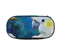 KCGSDEGV Beautiful Cockatoo Bird Flower Prints Pencil Case Stationery Organizer Pen Pouch Bag Makeup Bag for Travel School Work