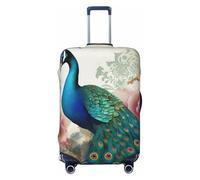 KCGSDEGV Beautiful Peacock and Floral Prints Elastic Luggage Cover with Invisible Zippers - Universal Suitcase Protector for Travel, Business Trips, L(25-28inch Suitcase)