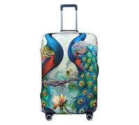 KCGSDEGV Beautiful Peacock Flowers Prints Elastic Luggage Cover with Invisible Zippers - Universal Suitcase Protector for Travel, Business Trips, M(22-24inch Suitcase)