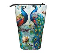 KCGSDEGV Beautiful Peacock Flowers Prints Standing Expandable Pencil Case Organiser for School Pens, Makeup & Travel for Students & Artists