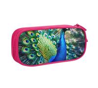 KCGSDEGV Beautiful Peacock Printed Pen Pencil Cases for School Girls Boys, Large Capacity Cute Pencil Bag Holder Stationery Organizer Box,Pink