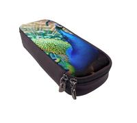 KCGSDEGV Beautiful Peacock Printed Pen Pencil Cases for Students Girls Boys, Cute Leather Pencil Bag Pouch Holder Stationery Organizer for School Work Travel