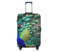 KCGSDEGV Beautiful Peacock Prints Elastic Luggage Cover with Invisible Zippers - Universal Suitcase Protector for Travel, Business Trips, M(22-24inch Suitcase)