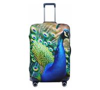 KCGSDEGV Beautiful Peacock Prints Elastic Luggage Cover with Invisible Zippers - Universal Suitcase Protector for Travel, Business Trips, S(18-21inch Suitcase)