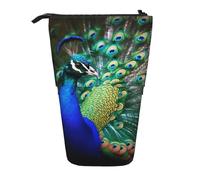 KCGSDEGV Beautiful Peacock Prints Standing Expandable Pencil Case Organiser for School Pens, Makeup & Travel for Students & Artists